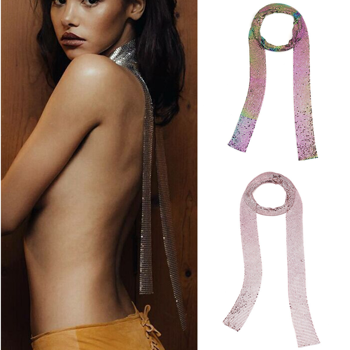 New Accessories Simple Long Aluminum Chain Necklace Scarf Necklace for Women