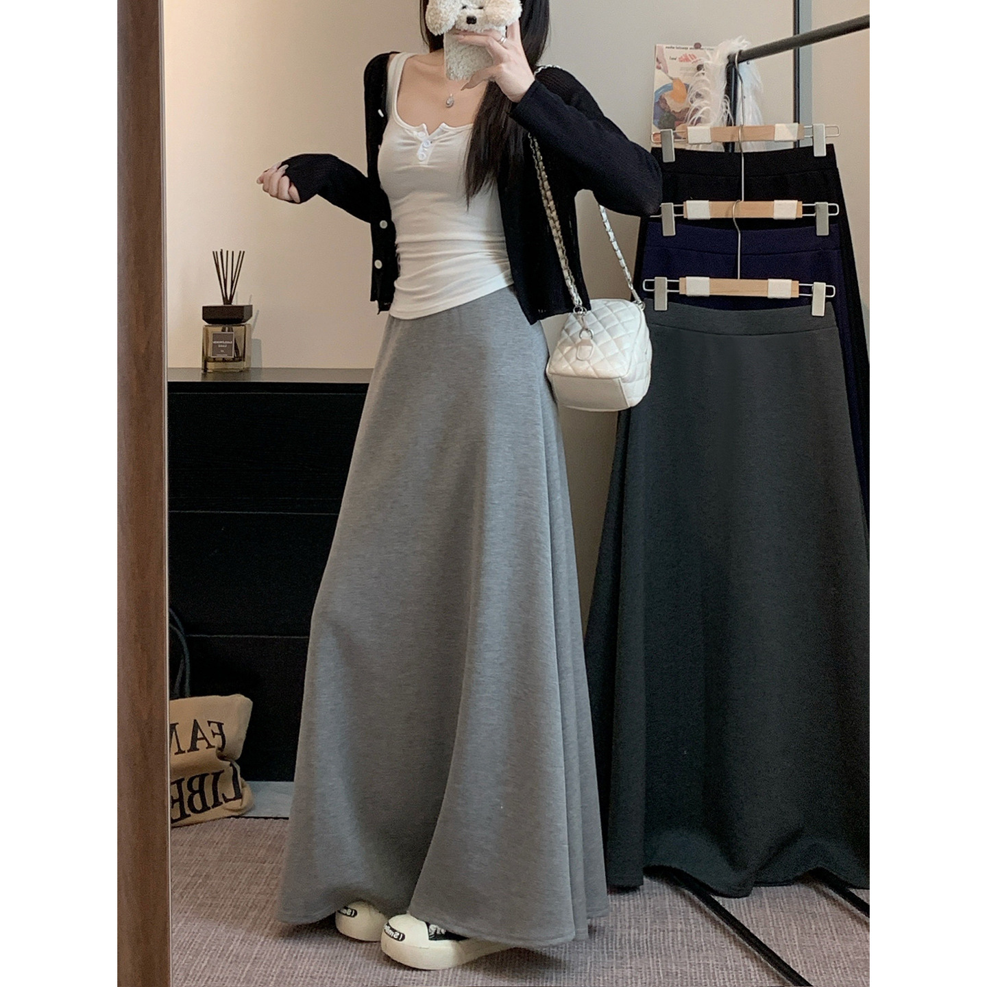 Muzilian Spring/Summer New High-Waist Wind Half Skirt Women Casual Midi Skirt Women