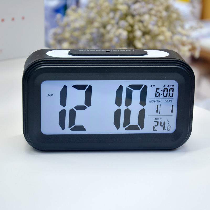 New Electronic Alarm Clock Children Silent LED Smart Light Sensing Large Screen Digital Display Night Light Student Wake-up Clock