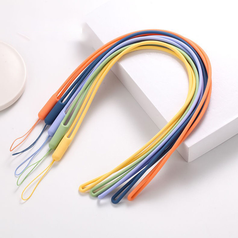 Silicone Lanyard Neck Lanyard 43cm Lanyard ID Card Soft Silicone Hanging Rope Colorful Elastic Liquid Silicone Phone Lanyard