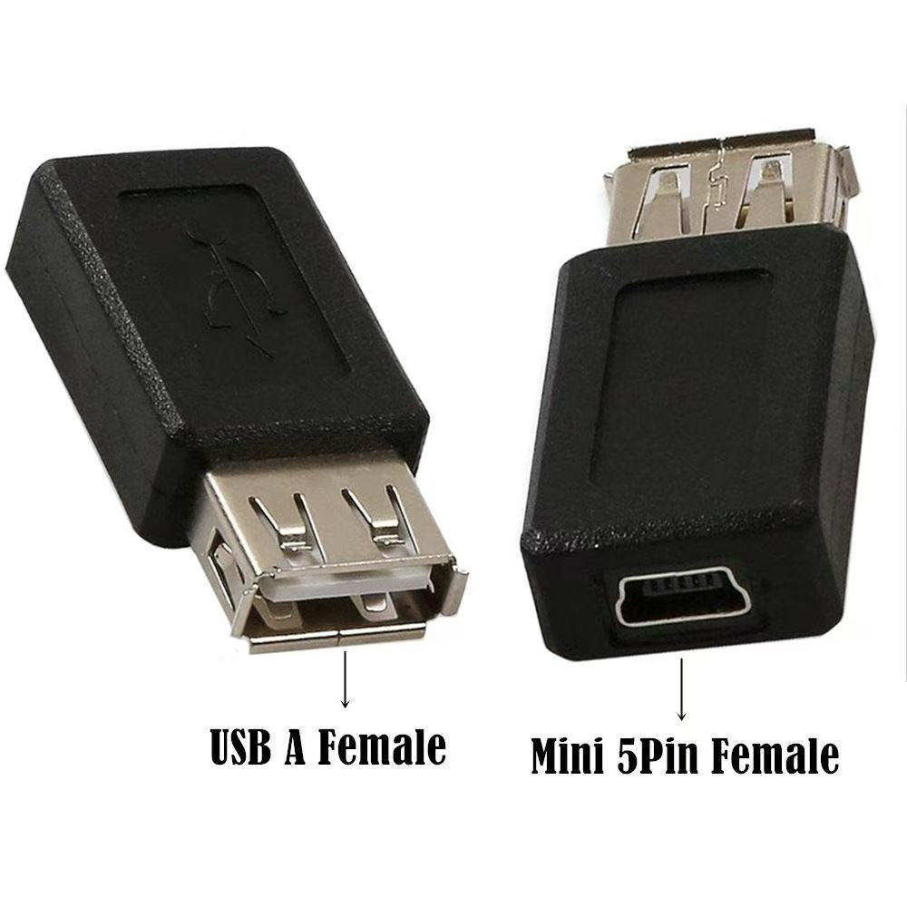 USB female to mini 5P mini T port connection adapter phone cable data power supply adapter A female T female