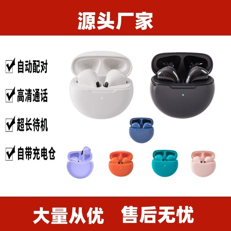 Earbuds J6 Bluetooth Earbuds Pro6 Bluetooth Earbuds tws Wireless Dual Ear Sports Touch Control Bluetooth Earbuds j