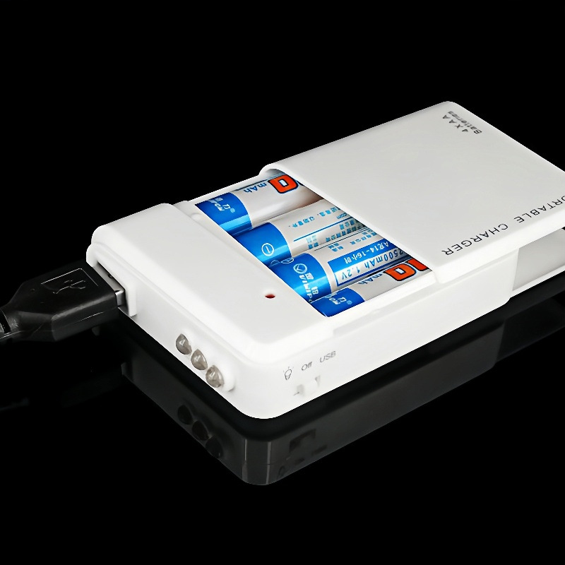 Backup 4AA slide cover emergency charger portable 4x 5号 dry battery with LED light phone charging mobile power bank