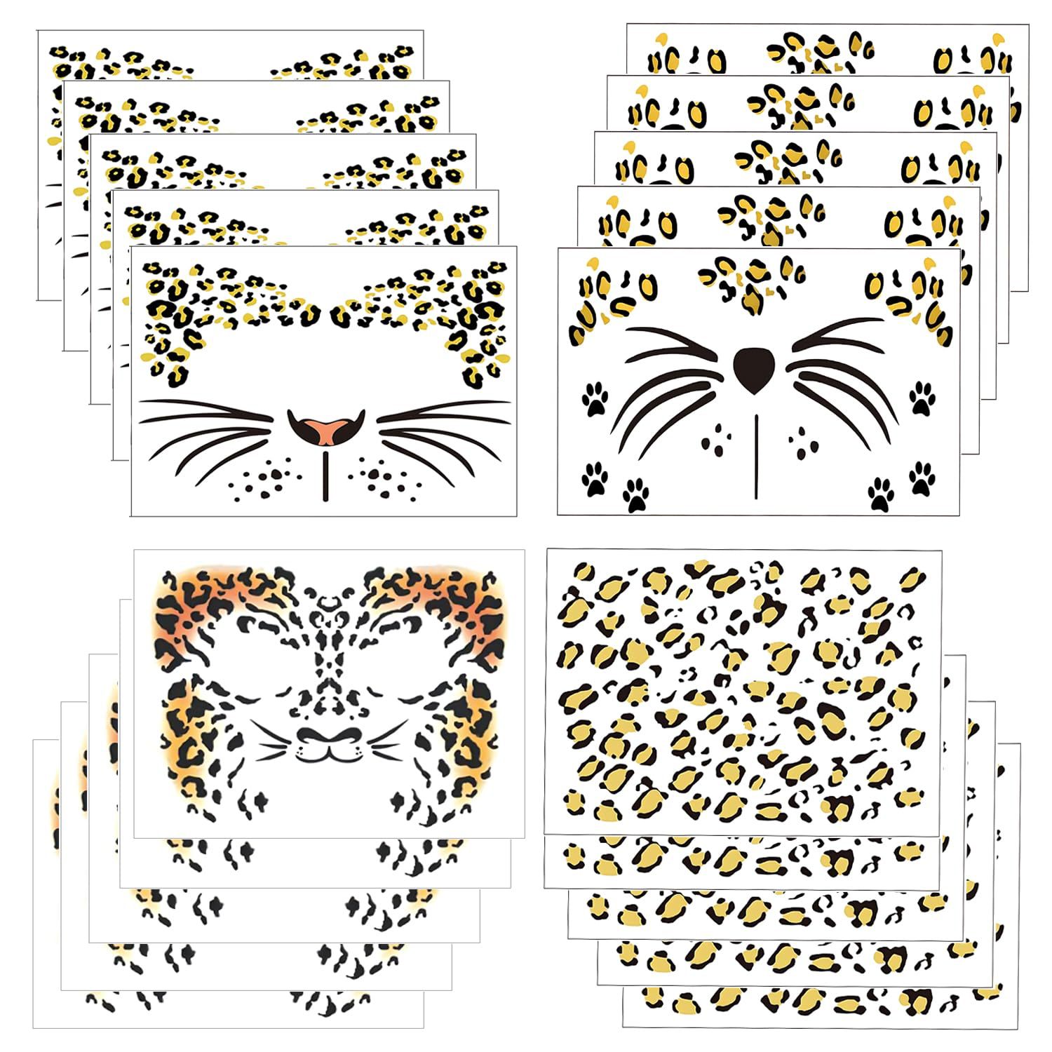 New Fake Leopard Print Gold Foil Tattoo Sticker Print Face Party Face Decoration Metal Sticker
