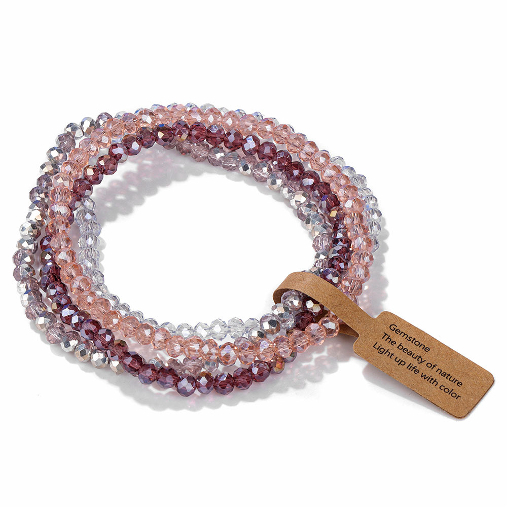 Color-coated glass four-piece bracelet set for best friends, gift label set hand jewelry