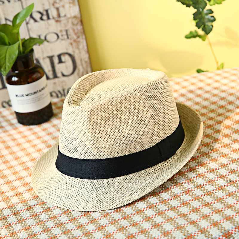 Hat Men's 2021 Summer Linen Paper Straw Breathable and Refreshing Small Fedora Construction Site Sun Hat