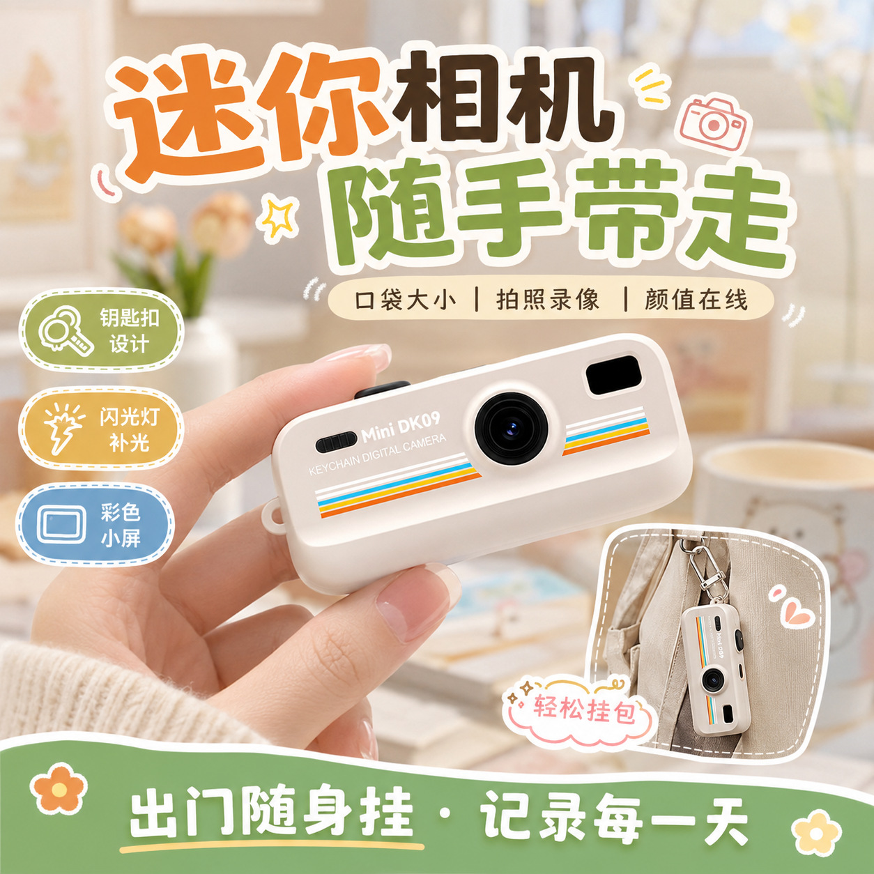 Portable Mini Keychain Digital Camera CCD Alternative Student Party Portable Vlog HD Camera