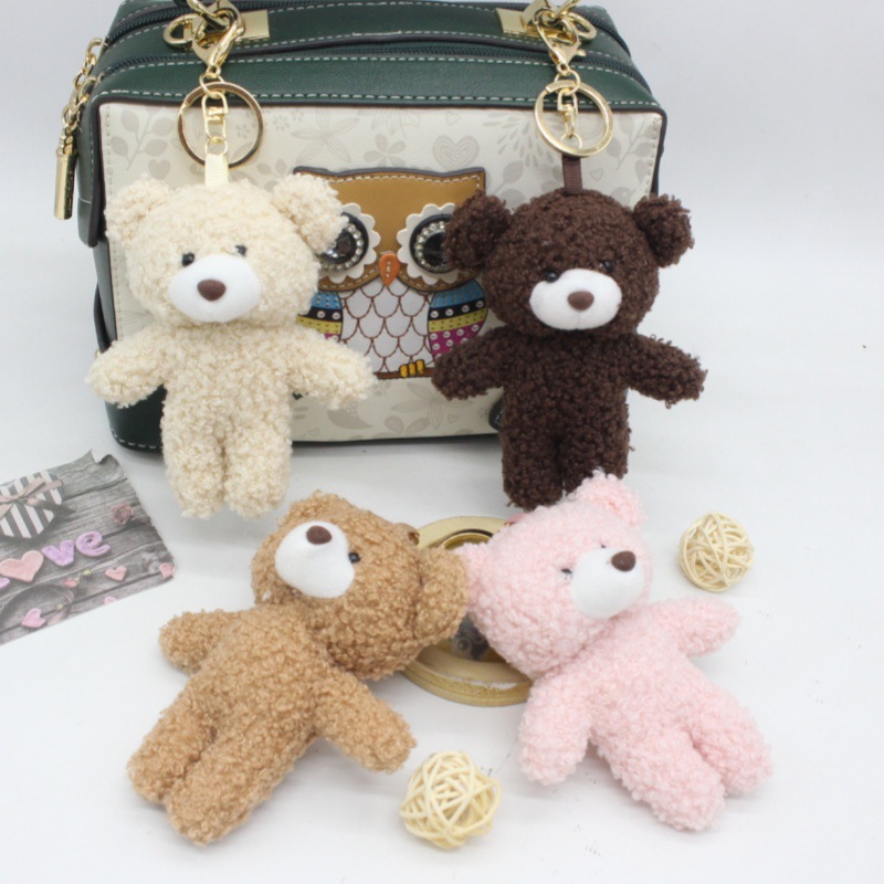 Conjoined Teddy Bear Plush Toy Keychain Bag Charm Cute Big Head Accessories Sweater Doll