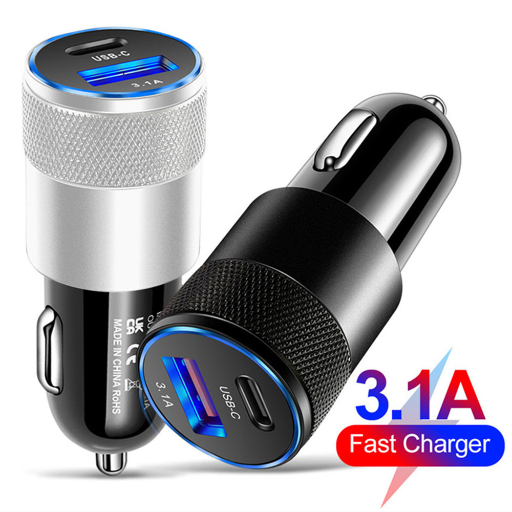 PD 20W Small Steel Gun Car Charger QC3.0 Car Charger 38W Fast Charging Dual USB Car Charger PD+2.4