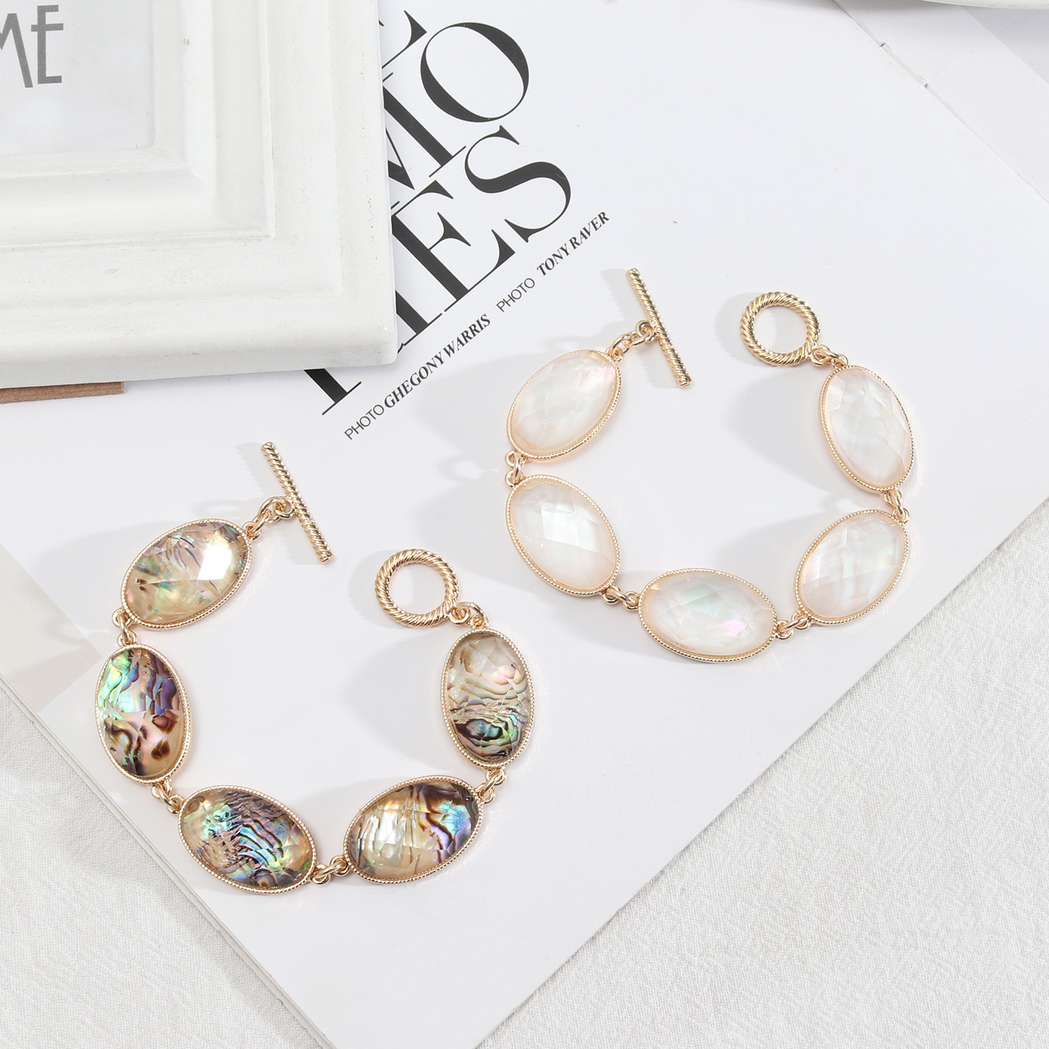 Design Wind Accessories Abalone Shell White Shell Faceted Resin Texture Exquisite Girl Bracelet