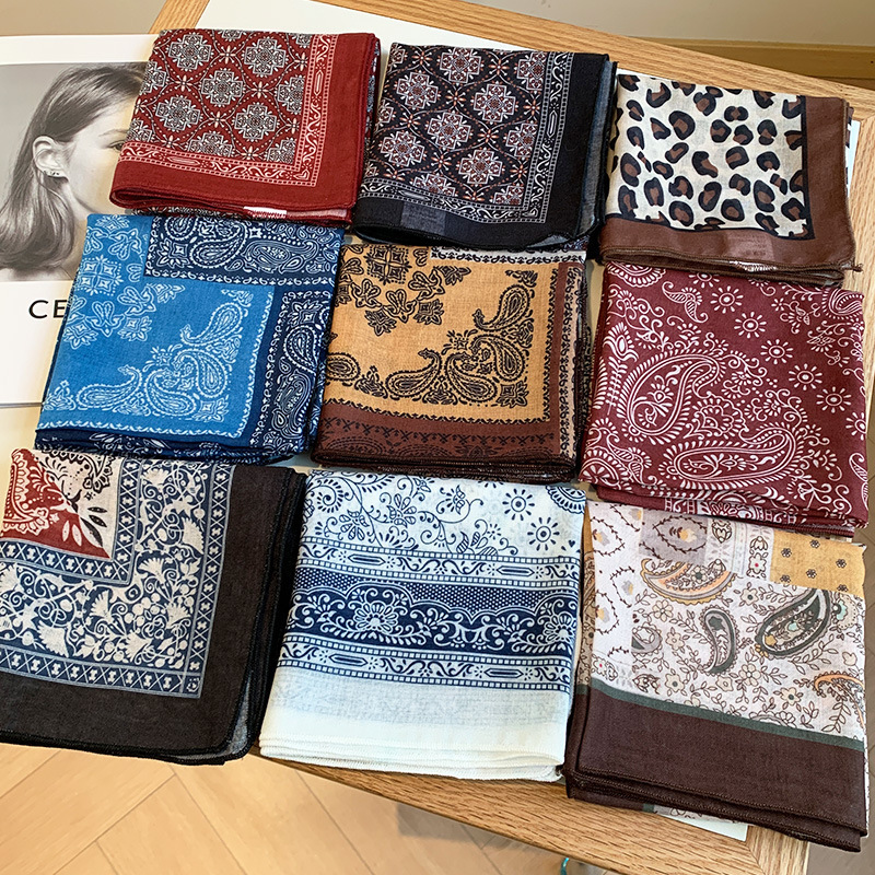 58cm cotton-linen small square scarf, fresh and breathable women's soft decorative small scarf, spring and summer scarf for women