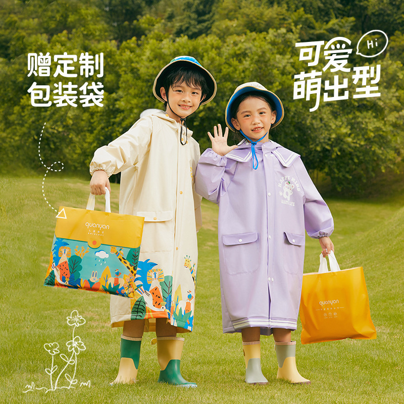 Children Raincoat Kindergarten Boys Girls School with Backpack Position Anti