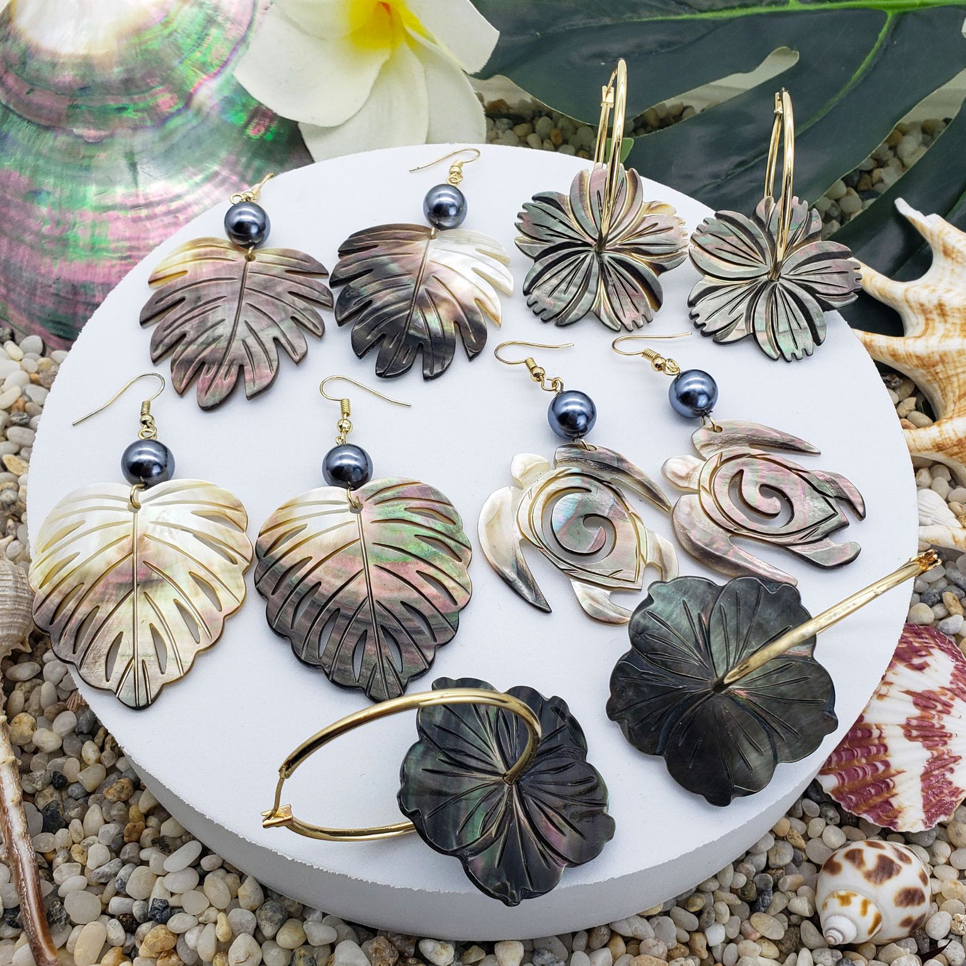 Original Design Natural Black Shell Pearl Earrings Turtle Drop Earrings