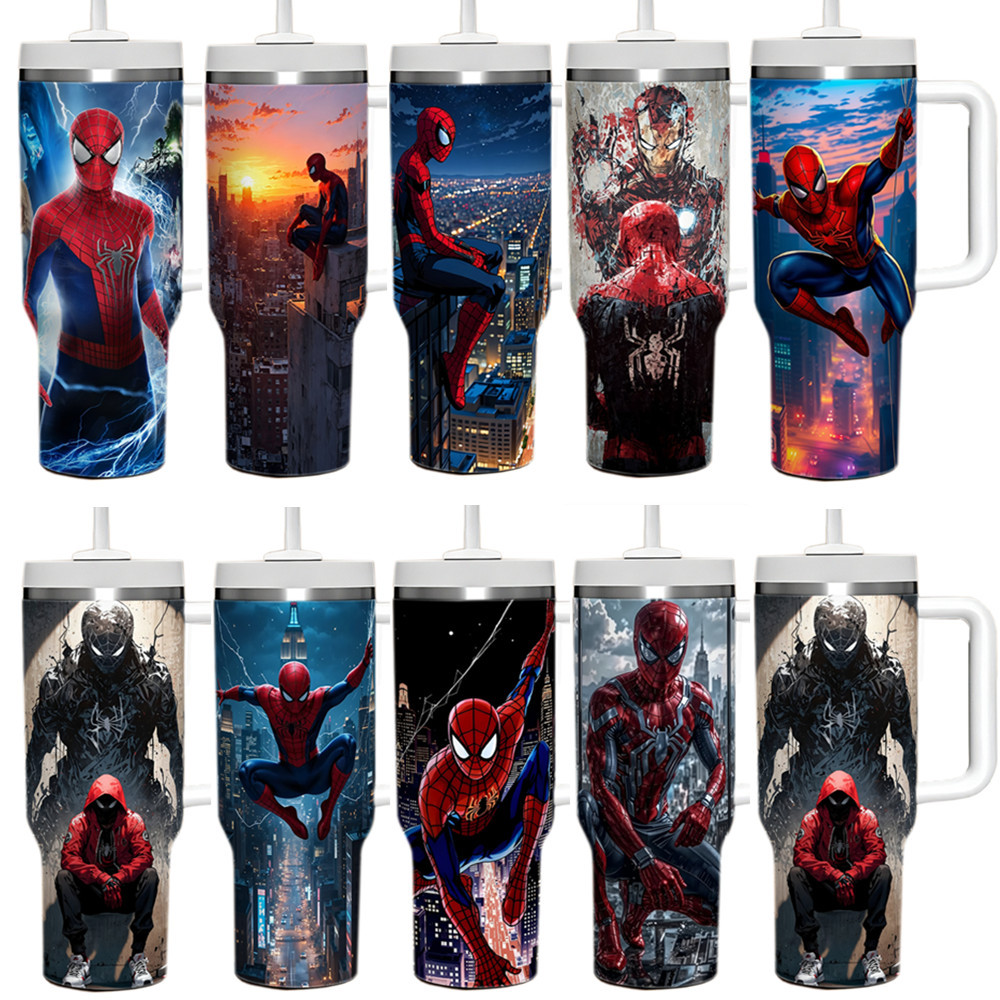 Spider-Man 40OZ stainless steel thermal cup car cup with handle car ice霸 cup