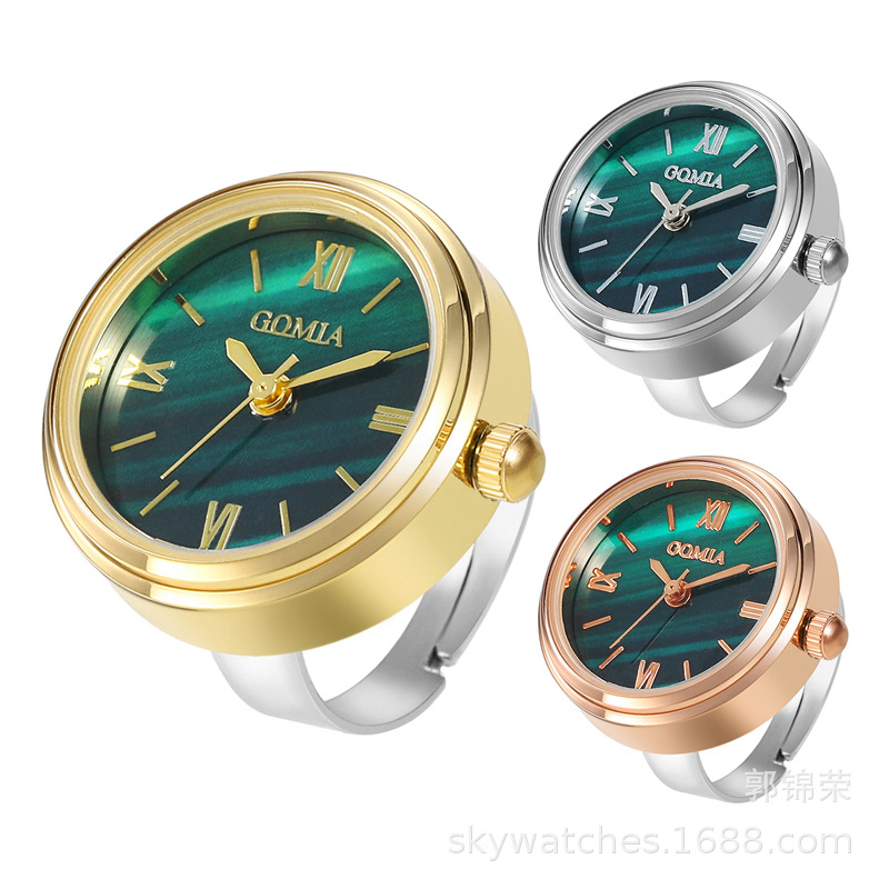 2022 New Waterproof Small Green Watch Finger Watch Adjustable Ring Watch