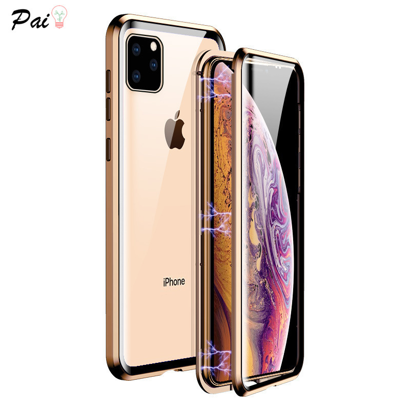 Magnet King iPhone 14 Pro Max Double-Sided Glass 15 Anti-Peep Phone Case Suitable for Apple 12 Metal Frame 13
