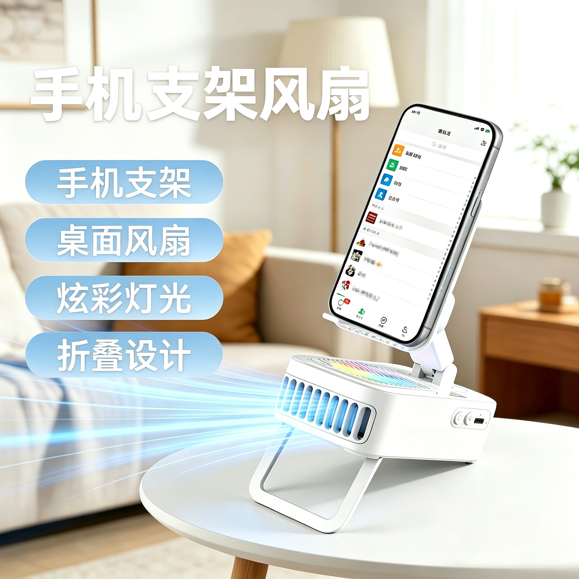Desktop fan multifunctional home office phone holder household appliance outdoor mini portable handheld small fan