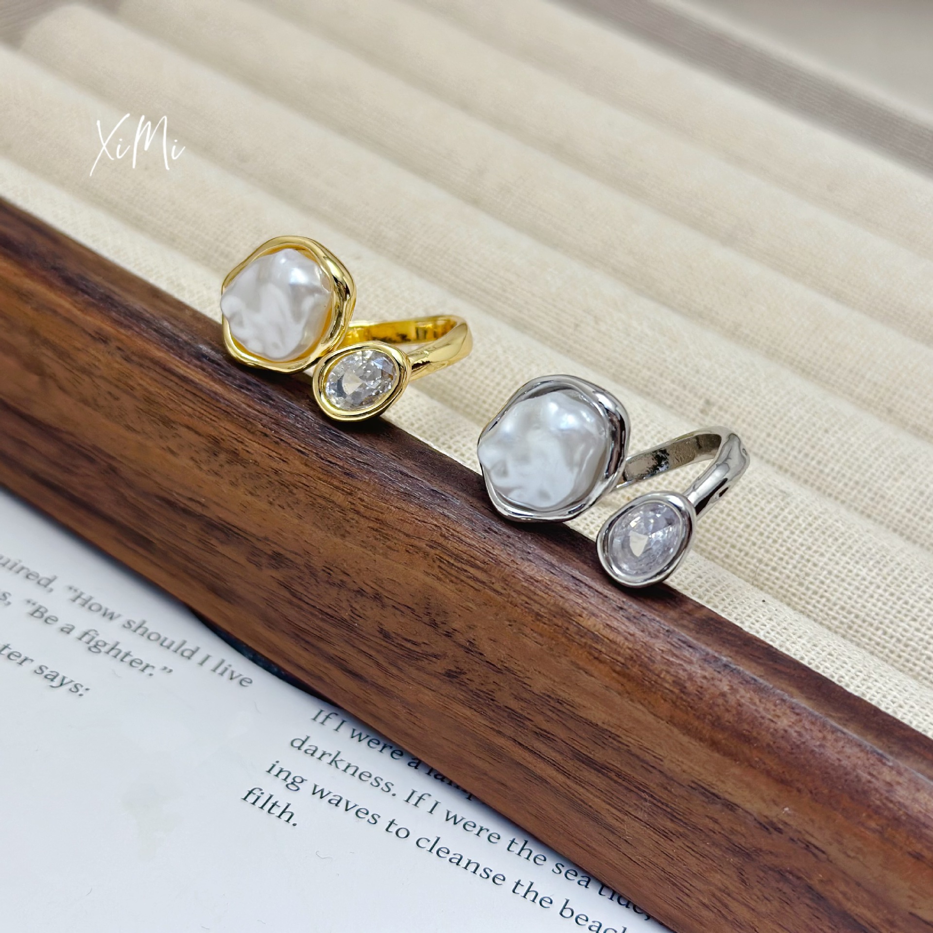 Baroque Pearl Ring Women's Niche Unique Design Index Finger Open Ring Band
