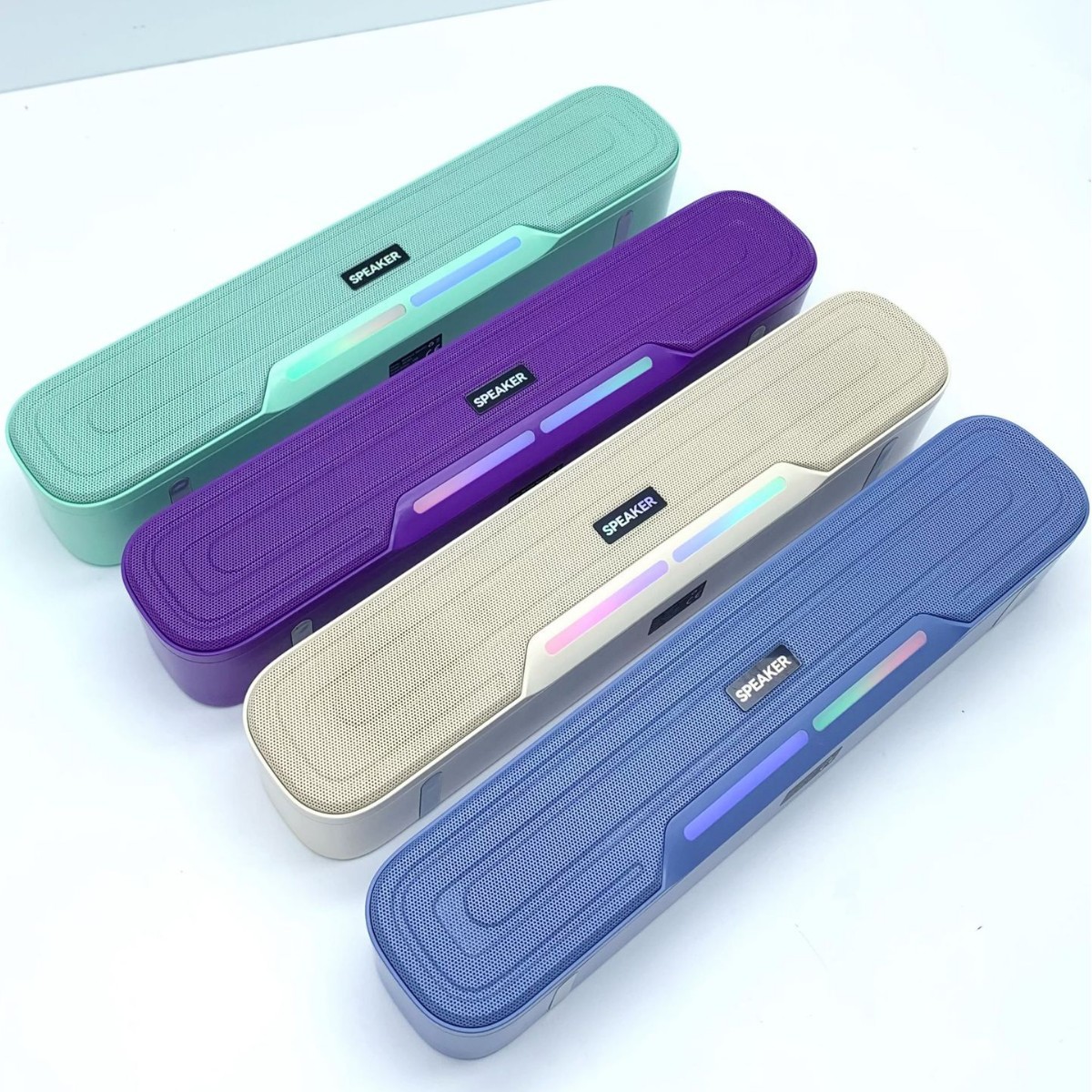 New product AC201 Bluetooth speaker long sound bar portable subwoofer desktop RGB colorful light card audio
