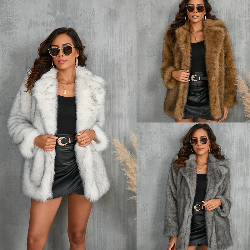 2024 autumn/winter women's toka fur collar jacket coat artificial fur faux fur coat