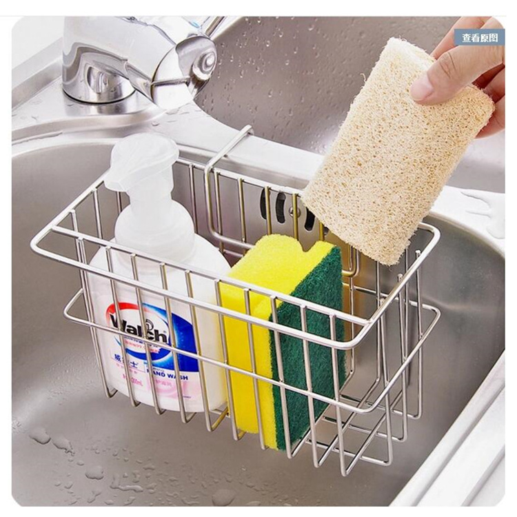 Stainless Steel Sink Rack Drain Rack Sink Basket Kitchen Supplies Storage Rack Hanging Sink Basket Dishcloth Rack