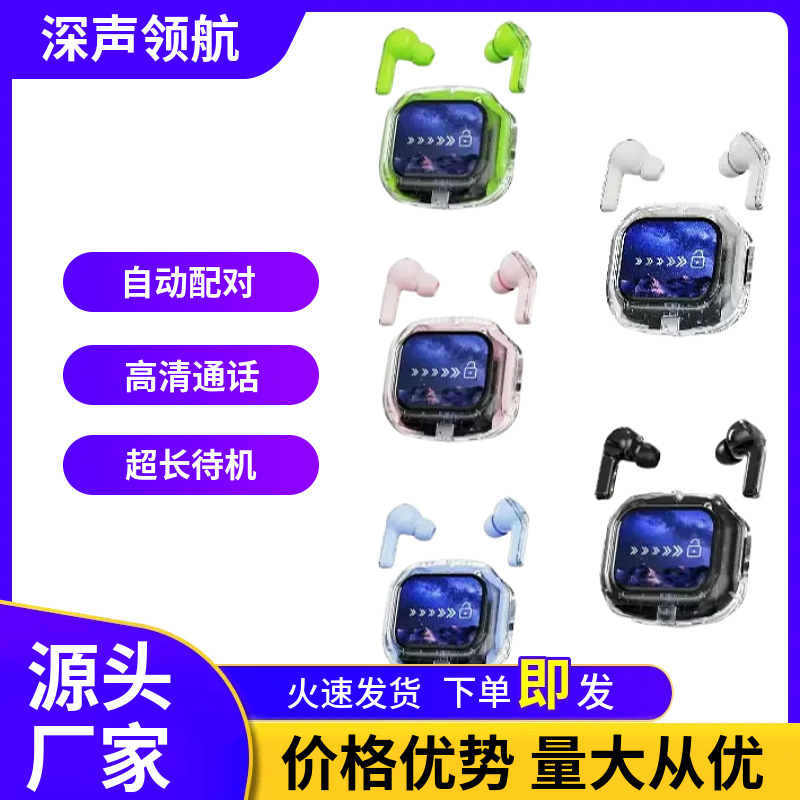 color screen bluetooth earphones Air Max transparent digital display multifunctional bluetooth earphones smart wireless