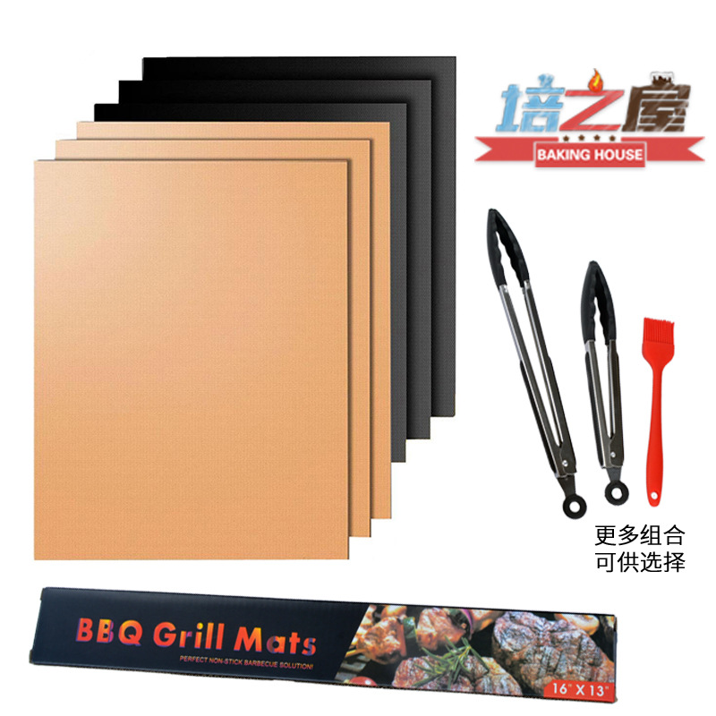 Fiberglass Non-Stick High Temperature BBQ Grill Mat Outdoor Grill Mat Teflon Grill Mat Set