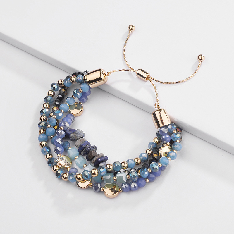 Qingdao New Crystal Glass Beads Alloy Raw Stone Women's Adjustable Bracelet New