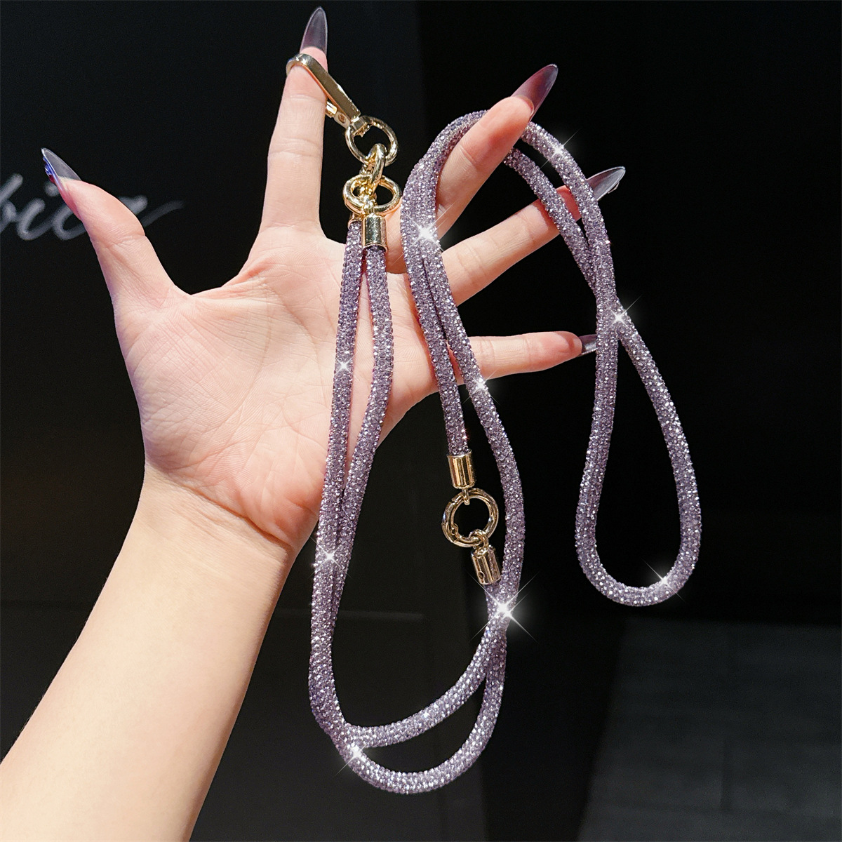 3-in-1 Rhinestone Crossbody Lanyard Luxury Full Diamond Strong Anti-loss Detachable Necklace Hand Chain Anti-loss