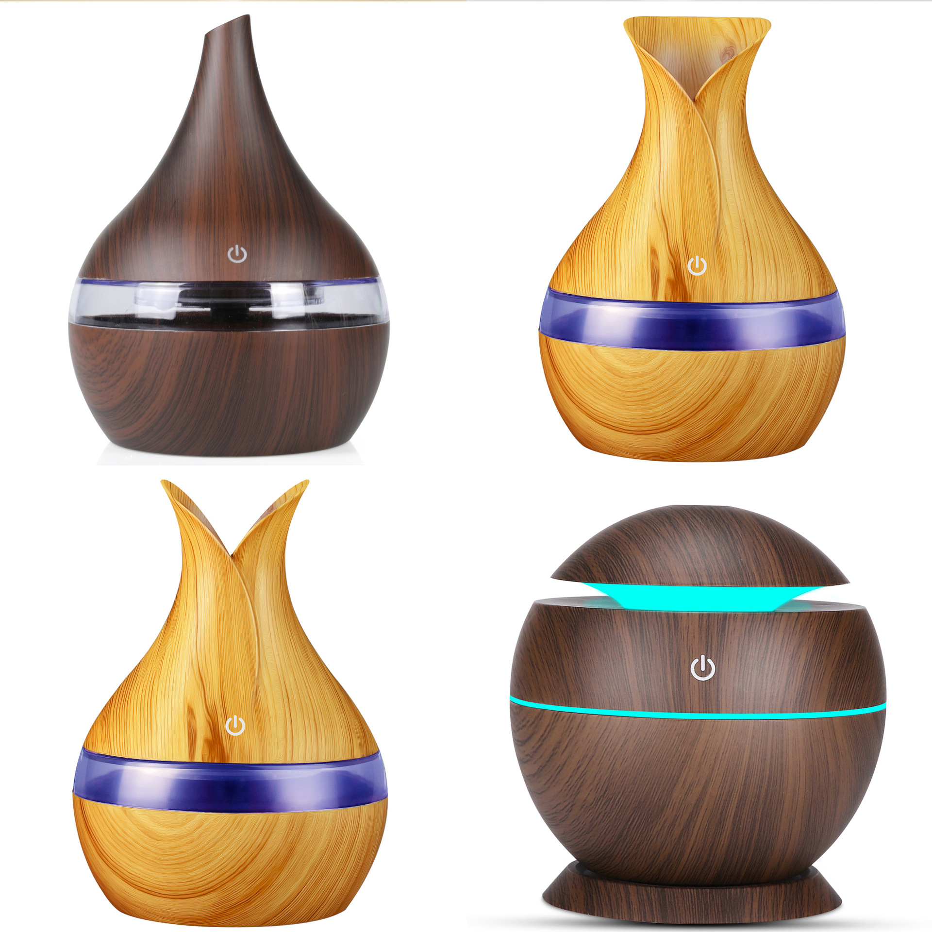 USB Humidifier with Night Light 5V Home Large Mist Air Humidifier Wood Grain Air Purifier Aromatherapy Diffuser