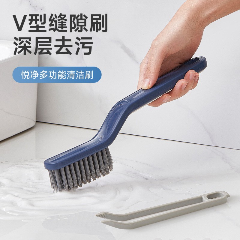 Bathroom Gap Plastic Large Brush 2-in-1 Hair Clip Toilet Cleaning Tool Floor Brush Hard Bristle