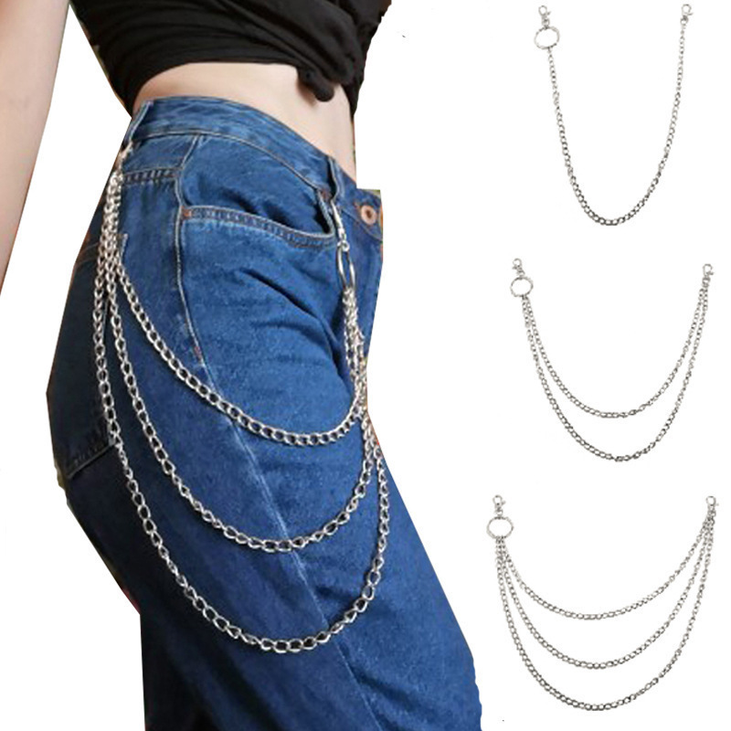 Hip Hop Punk Metal Ring Pants Chain Stage Performance Waist Chain Accessories Pendant Jeans Chain Waist Chain