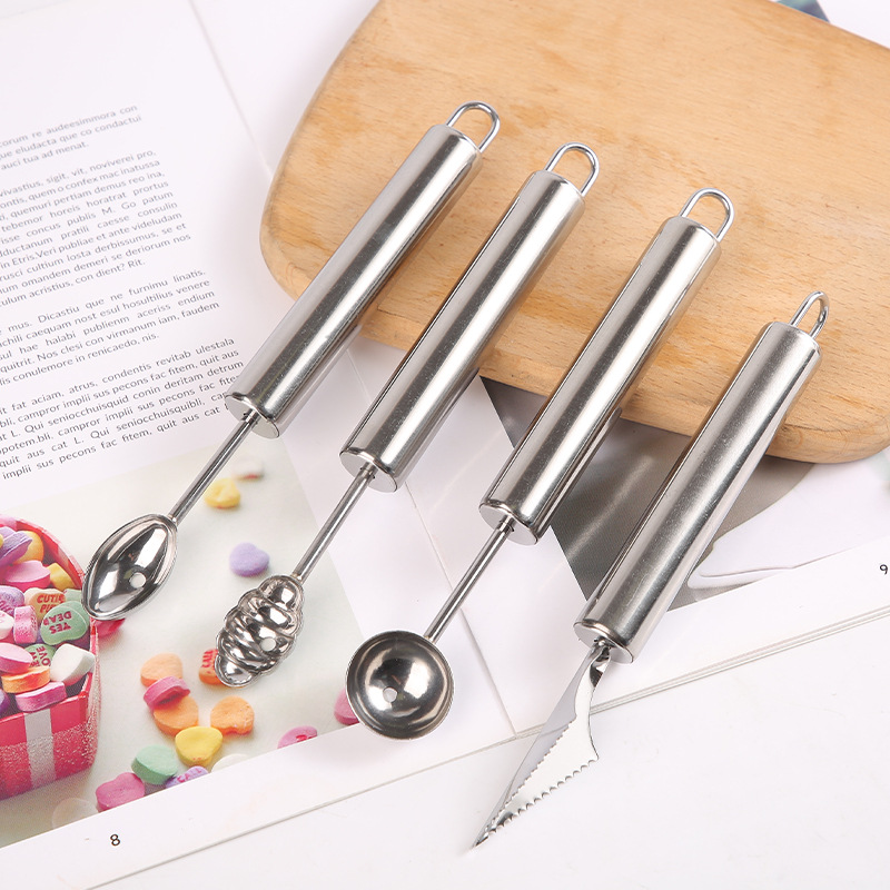 Double Head Fruit Spoon Melon Baller 304 Stainless Steel Caterpillar Set Multifunctional Shape Fruit Ball Scoop