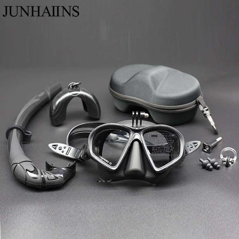 JUNHAIINS Low Volume Freediving Mask Tempered Glass Snorkeling Mask with Bracket