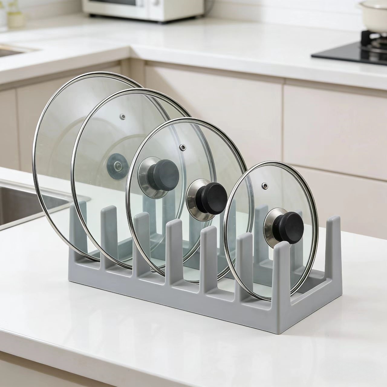 Pot Lid Holder, Kitchen Storage Rack, Cutting Board and Spatula Organizer, Bowl and Plate Drainer, Pot Lid Holder, Stand, and Tray
