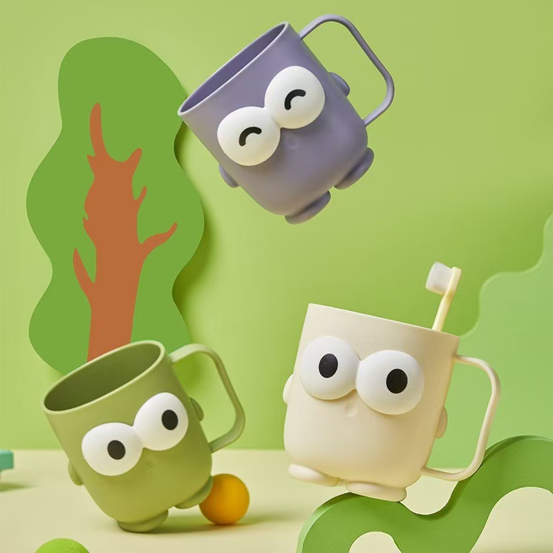 Cartoon big eye cup children's water cup household cute mug expression cup breakfast cup
