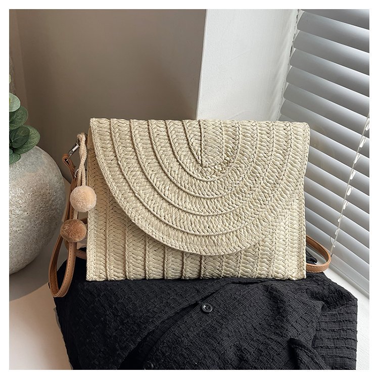 New Straw Bag Handwoven Bag Large Capacity Envelope Bag Single Shoulder Crossbody Bag Women's Vacation Beach Bag