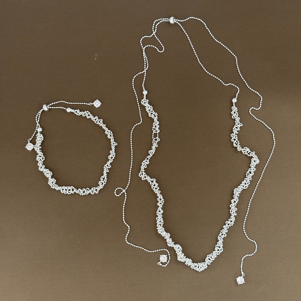Moonlight hanging tassel lace necklace and bracelet, multiple ways to wear, niche collarbone chain