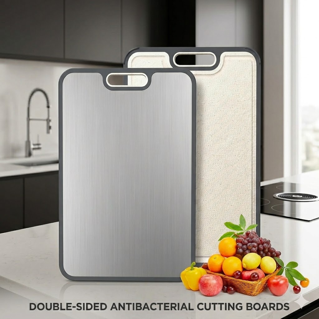 Food-grade stainless steel double-sided anti-mold cutting board kitchen special cutting wheat straw double-sided antibacterial cutting board