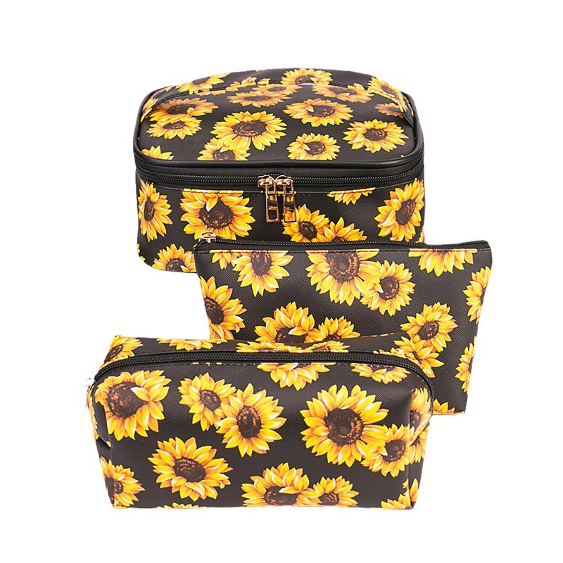 Sunflower Cosmetic Bag Lazy Person Toiletry Bag Large Capacity Storage Bag Cosmetic Case Women's Bag Portable