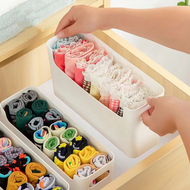 Multifunctional storage box plastic underwear socks no-drill storage box clothes wardrobe organizer box desktop storage basket