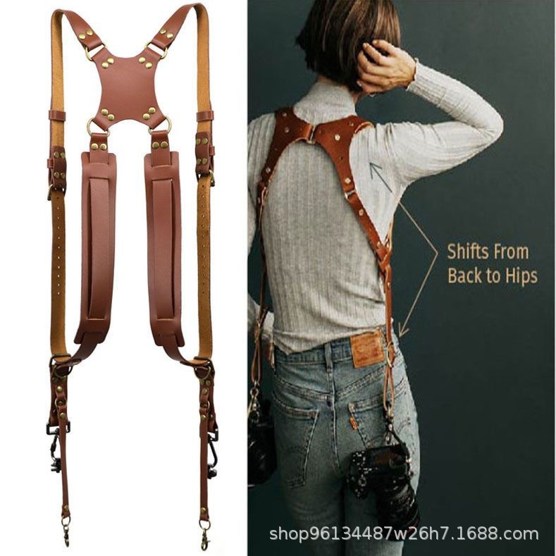 New camera shoulder strap digital accessories cowhide double shoulder strap SLR camera outdoor shoulder strap accessories