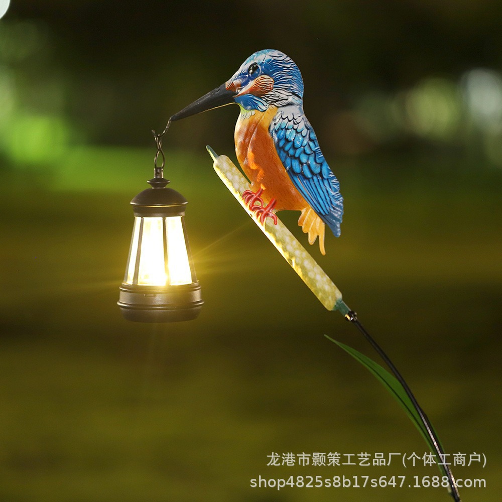New Solar Bird Lantern Waterproof Outdoor Landscape Light Garden Courtyard Decoration Iron Art Craft