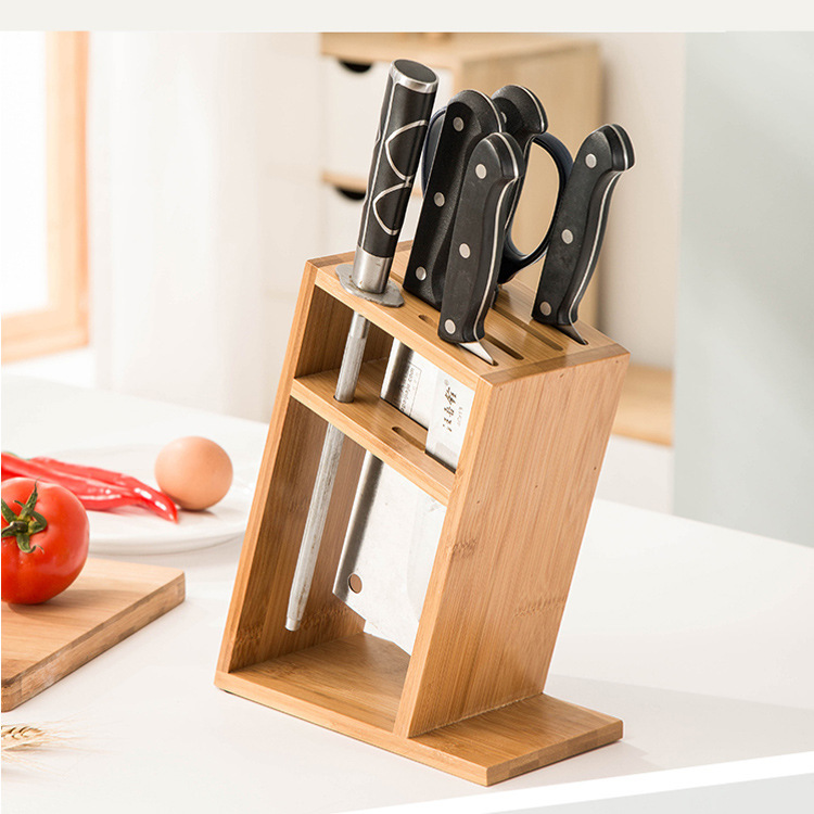 Bamboo knife rack knife storage rack kitchen solid wood knife holder storage hollow ventilation household knife holder