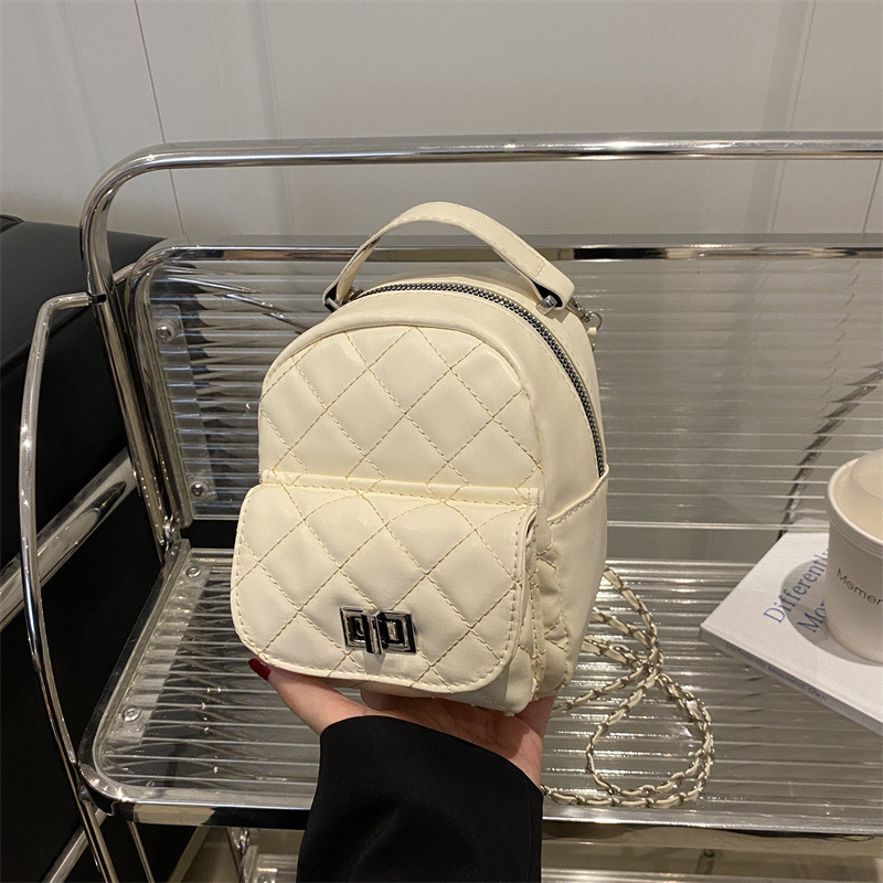 Niche mini backpack women 2026 new diamond grid chain casual multifunctional single shoulder bag