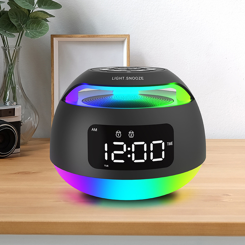 New LED Bluetooth Speaker Clock with Radio, Student Desktop Fantasy Atmosphere Light Electronic Clock