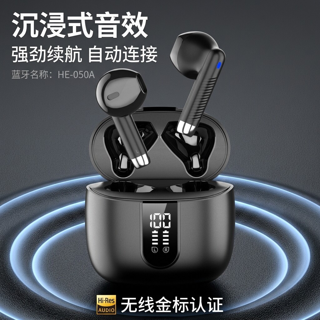 TWS In-ear Earphones Smart Translation HD Digital Display Bluetooth Call Noise Cancelling Stereo Sound