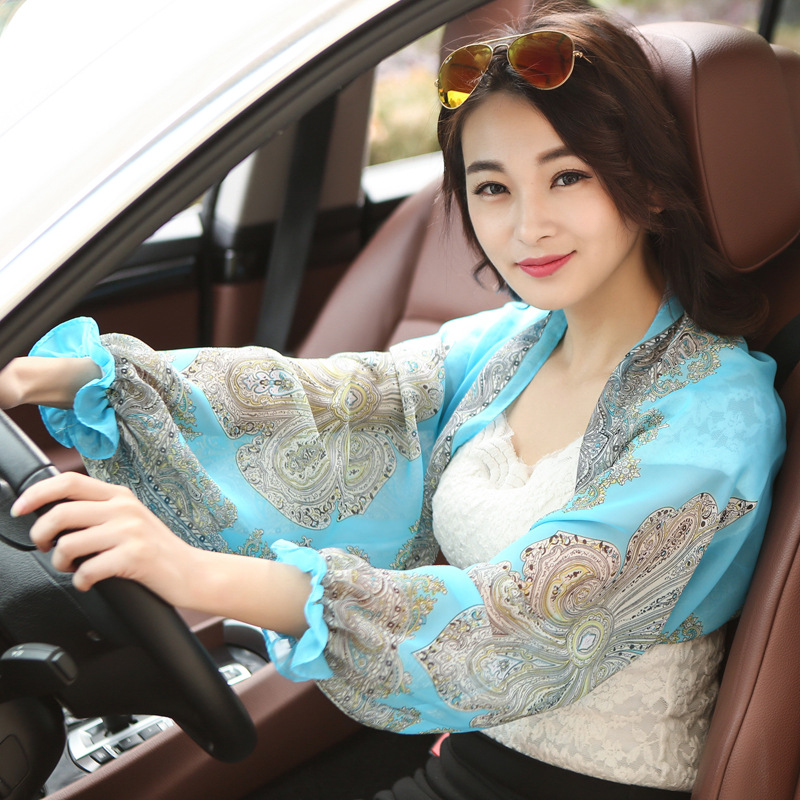 Summer New Multi-Use Chiffon Print Sun Protection Shawl Outdoor Cycling UV Protection Arm Sleeves
