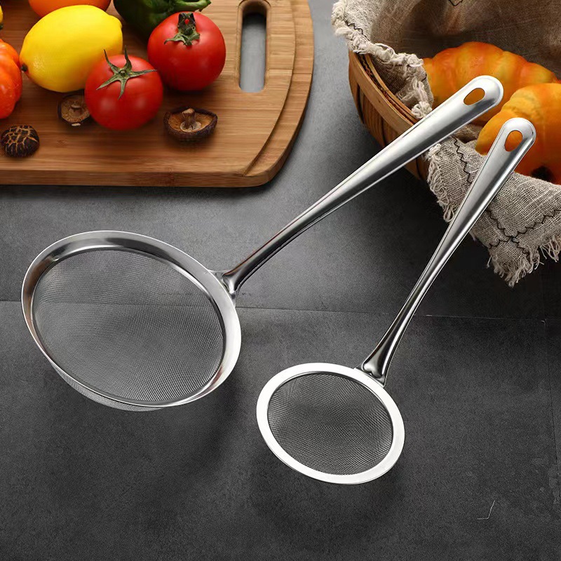 Stainless steel mesh strainer, household concave bottom hot pot skimmer, oil strainer, noodle strainer, soybean milk and juice filter mesh sieve