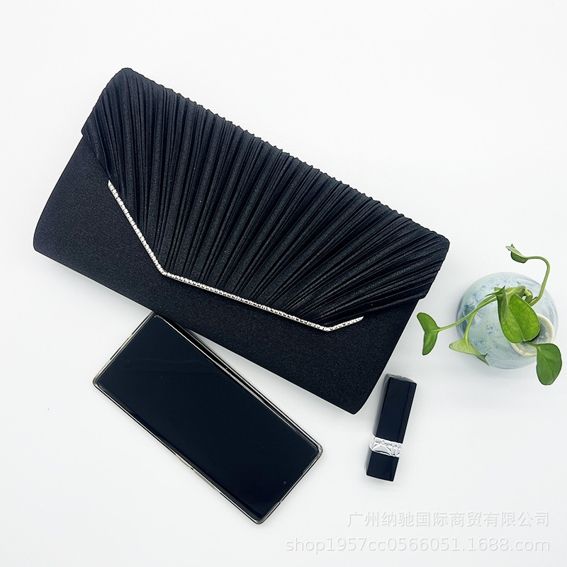 Evening bag pleated clutch dress bag crossbody single shoulder bag bride bag banquet bag